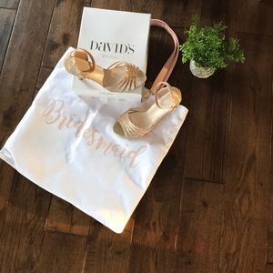 David’s Bridal Nude Metallic strap heel